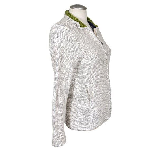 Weird Fish Womens Size 8 Textured Full Zip Beige Knit Jacket Minimalist Staple - Picture 2 of 7